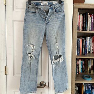 Aritzia High Rise Straight Leg Ripped Jeans